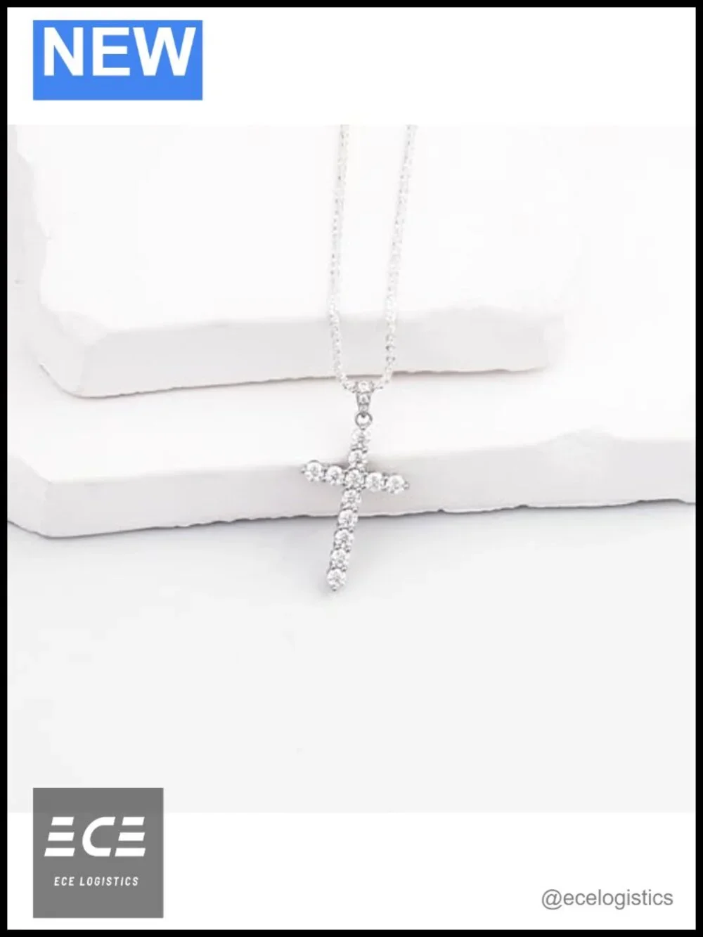 Moissanite Cross Pendant Necklace 925 Sterling Silver Crucifix Jewelry Gift
